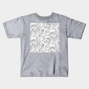 Oil Painted Gray Flowers Kids T-Shirt